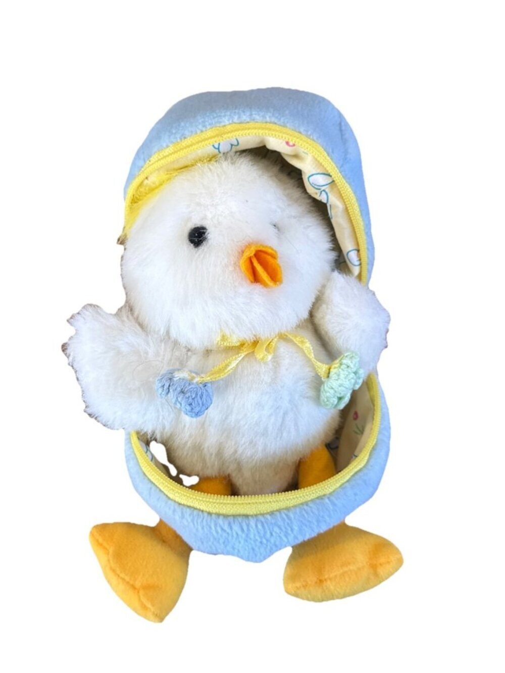 Chick In A Egg Plush Toy - Easter - Zips Close & Chick Removable Peek A Boo Blue
